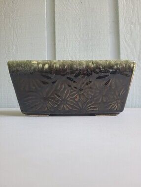 Vintage Hull Planter Dark Green Daisy MCM